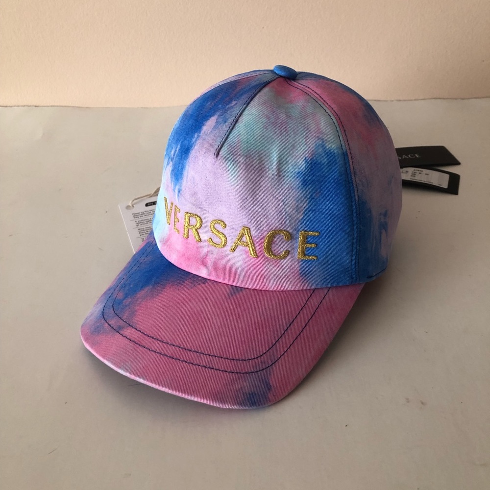 VERSACE Cap. Hat. Black. Gold Logo. Adjustable. Baseball cap. Size: XS